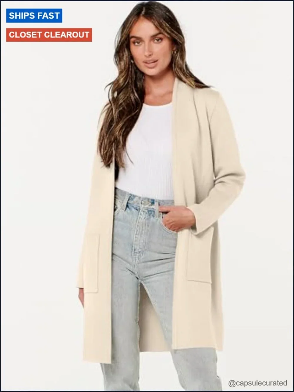 Womens Open Front Knit Cardigan Sweater with Pockets